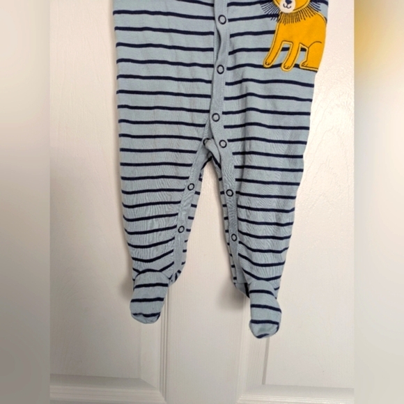 Carter's (Size 6 Months) One Piece Footed Blue Striped Lion Sleepers/Pyjamas - Picture 3 of 12